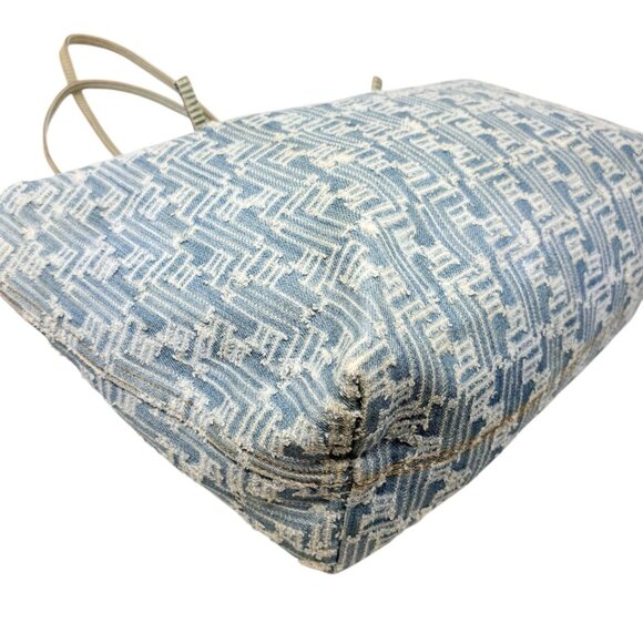 FENDI Vintage Zucca Monogram Denim Shoulder Tote Large Bag Blue FF Logo [106208] - Picture 8 of 16